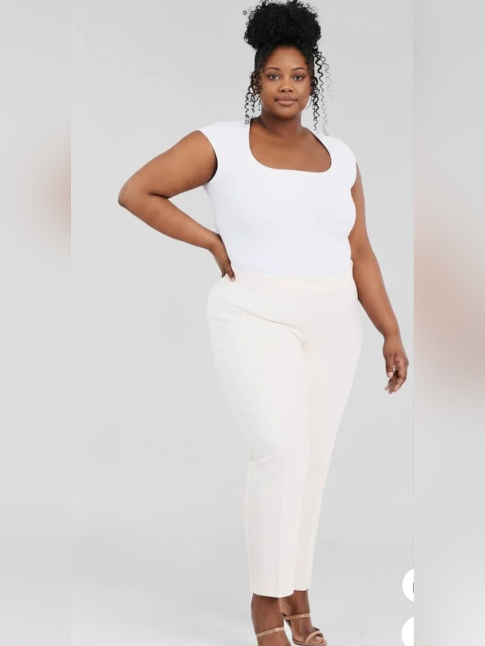 Anne Klein Cream Tailored Hollywood Waistline Ponte Ankle Pull On Pants